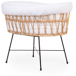 Childhome CHILD HOME Cuna Moisés De Ratán Patas Metálicas Con Colchón Y Nido