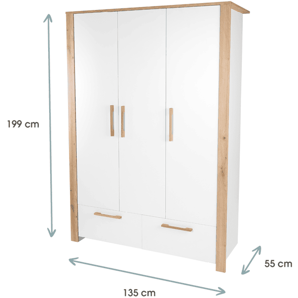 Kindsgard Armario Hemme 3 Puertas Blanco/roble 4 Kindsgard Armario Hemme 3 Puertas Blanco/roble - Imagen 2